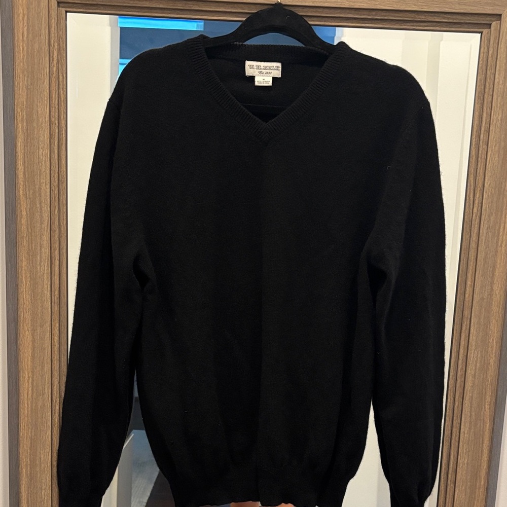 The Men's Store Classic Black V-Neck Sweater